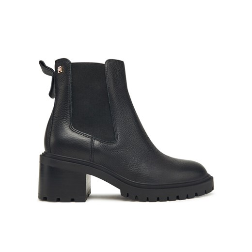 Tommy Hilfiger Botki Th Leather Chelsea Cleated Heel FW0FW08774 Czarny ze sklepu MODIVO w kategorii Botki - zdjęcie 185869078