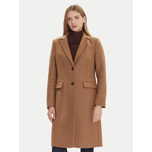Tommy Hilfiger Płaszcz wełniany WW0WW46547 Beżowy Regular Fit ze sklepu MODIVO w kategorii Płaszcze damskie - zdjęcie 185869348