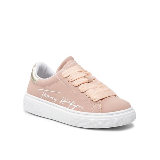 Tommy Hilfiger Sneakersy Low Cut Lace-Up Sneaker T3A4-32149-0315 S Różowy ze sklepu MODIVO w kategorii Trampki dziecięce - zdjęcie 185869678
