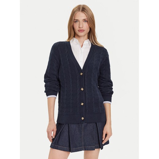 Tommy Jeans Kardigan Cable DW0DW21681 Granatowy Relaxed Fit ze sklepu MODIVO w kategorii Swetry damskie - zdjęcie 185869866