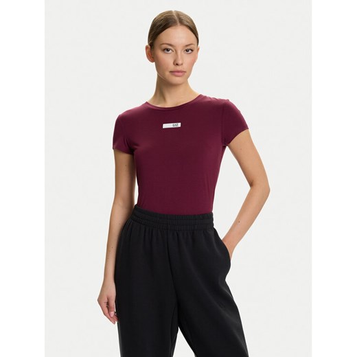 EA7 Emporio Armani T-Shirt 7W000673 AF12945 M5064 Bordowy Slim Fit ze sklepu MODIVO w kategorii Bluzki damskie - zdjęcie 185869958