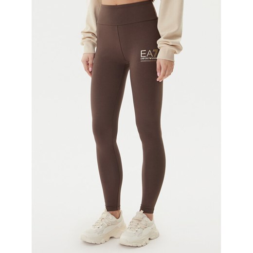 EA7 Emporio Armani Legginsy 7W000426 AF12484 U6063 Brązowy Slim Fit ze sklepu MODIVO w kategorii Spodnie damskie - zdjęcie 185870458