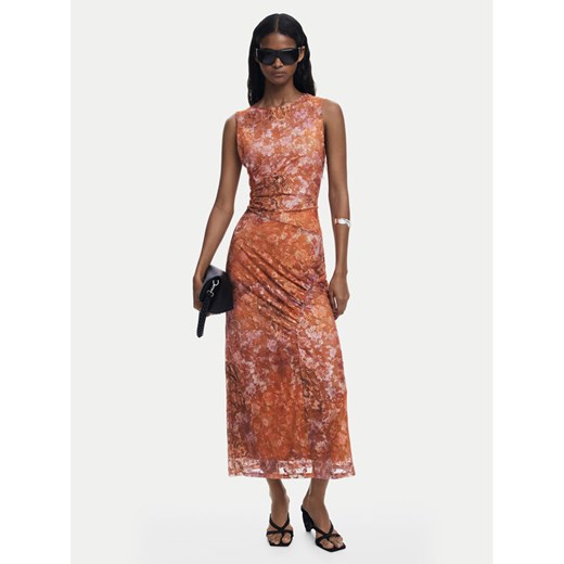 Desigual Sukienka koktajlowa Lua 25WWVK26 Pomarańczowy Slim Fit ze sklepu MODIVO w kategorii Sukienki - zdjęcie 185870518