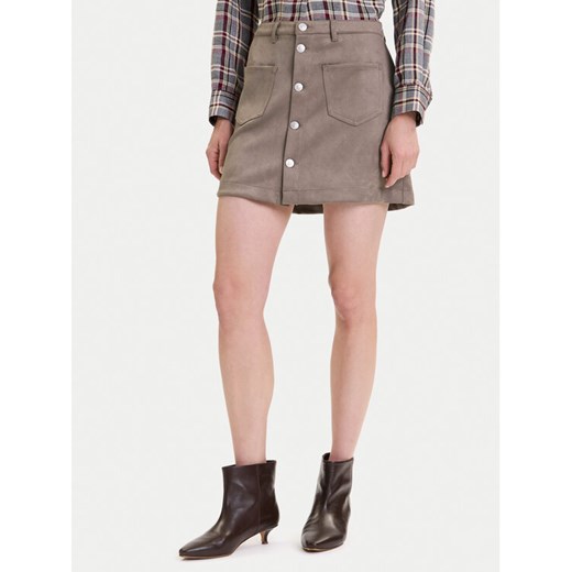 ONLY Spódnica z imitacji skóry Amazing 15351289 Beżowy Slim Fit ze sklepu MODIVO w kategorii Spódnice - zdjęcie 185870819
