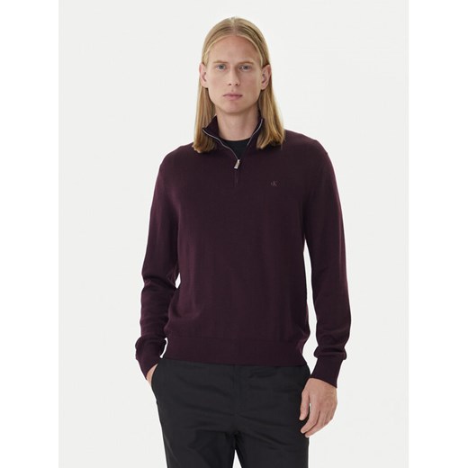 Calvin Klein Sweter LV04LD318G Bordowy Regular Fit ze sklepu MODIVO w kategorii Swetry męskie - zdjęcie 185870866