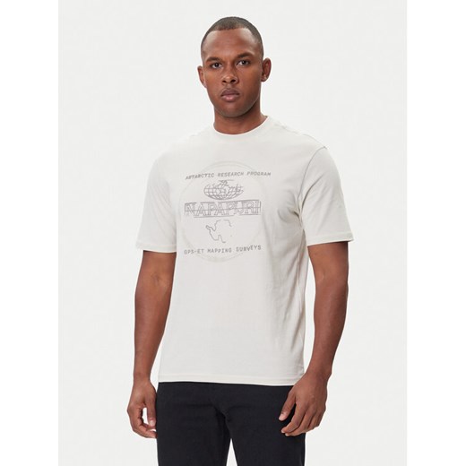 Napapijri T-Shirt S-Bald NP0A88SF Beżowy Regular Fit ze sklepu MODIVO w kategorii T-shirty męskie - zdjęcie 185870925