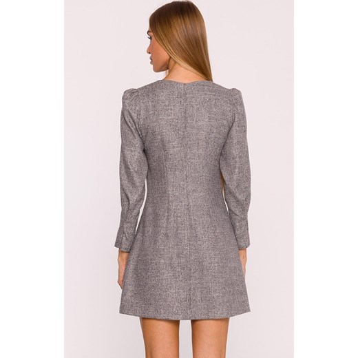 Moe sukienka damska tweedowa z kieszonkami grafitowa M870, Kolor grafitowy, Rozmiar L, MOE ze sklepu Primodo w kategorii Sukienki - zdjęcie 185882659