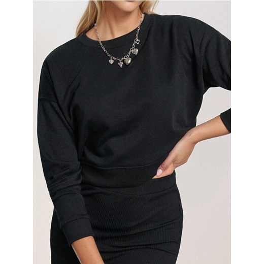 Sinsay - Krótka bluza crewneck - czarny ze sklepu Sinsay w kategorii Bluzy damskie - zdjęcie 185883336
