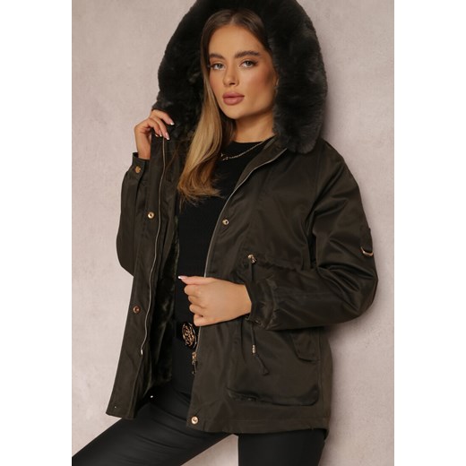 Ciemnozielona Kurtka Nylonowa Parka z Odpinanym Futerkiem Pasca ze sklepu renee.pl w kategorii Kurtki damskie - zdjęcie 185883386