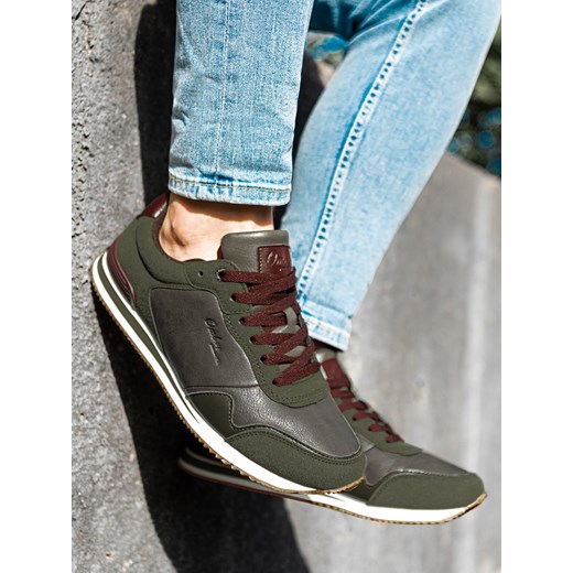 Buty męskie sneakersy - khaki V2 T332 ze sklepu ombre w kategorii Buty sportowe męskie - zdjęcie 185883569