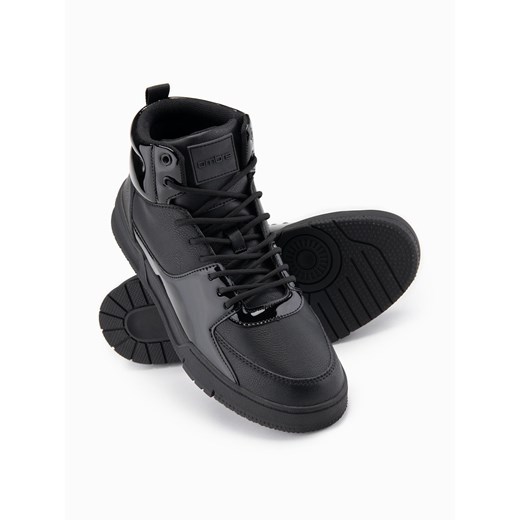 Wysokie buty męskie sneakersy z połyskującymi elementami – czarne V1 OM-FOSH-0178 ze sklepu ombre w kategorii Buty sportowe męskie - zdjęcie 185883589
