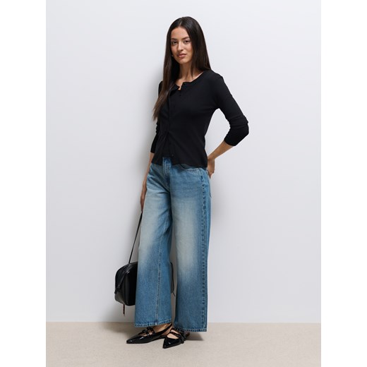 Mohito - Jeansy wide leg petite - granatowy ze sklepu Mohito w kategorii Jeansy damskie - zdjęcie 185884867