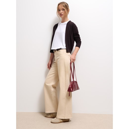 Mohito - Jeansy wide leg petite - beżowy ze sklepu Mohito w kategorii Jeansy damskie - zdjęcie 185884896