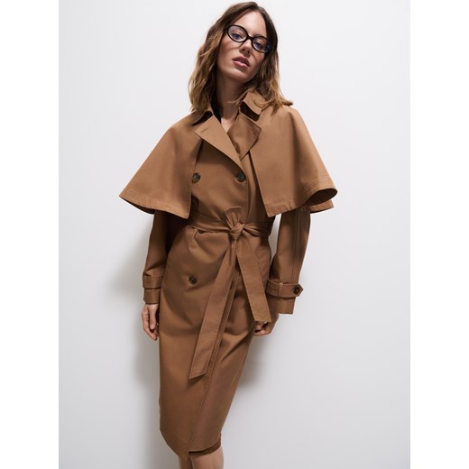 Mohito - Trencz oversize - beżowy ze sklepu Mohito w kategorii Płaszcze damskie - zdjęcie 185885258
