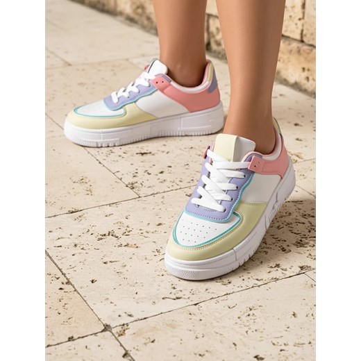 Damskie sneakersy Elektra Pastello - wielokolorowe skóra ekologiczna wiosna ze sklepu royalfashion.pl w kategorii Buty sportowe damskie - zdjęcie 185885558