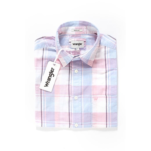 KOSZULA MĘSKA KRÓTKI RĘKAW WRANGLER SS 1PKT SHIRT CHALK PINK W5860NQWG 112129523 ze sklepu YouNeedit.pl w kategorii Koszule męskie - zdjęcie 185885906