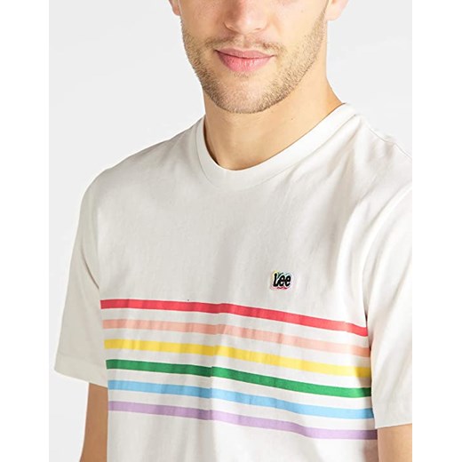 LEE PRIDE STRIPE TEE MĘSKI T-SHIRT LOGO KOSZULKA Z KRÓTKIM RĘKAWEM WHITE CANVAS L62UFERR 112114860 ze sklepu YouNeedit.pl w kategorii T-shirty męskie - zdjęcie 185886557
