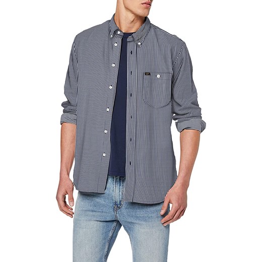 LEE RIVETED SHIRT RELAXED FIT MĘSKA KOSZULA MATERIAŁOWA W PASKI WASHED BLUE L66ITPLR 112116464 ze sklepu YouNeedit.pl w kategorii Koszule męskie - zdjęcie 185886896