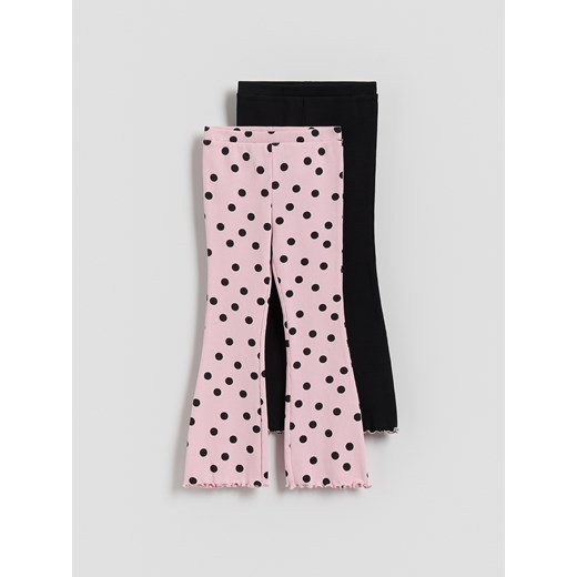 Reserved - Prążkowane legginsy z bawełny 2 pack - wielobarwny ze sklepu Reserved w kategorii Spodnie dziewczęce - zdjęcie 185889149