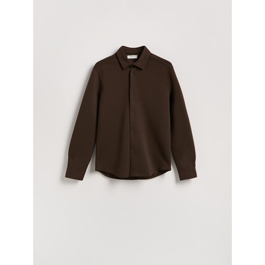 Reserved - Gładka koszula slim fit - brązowy Reserved L Reserved