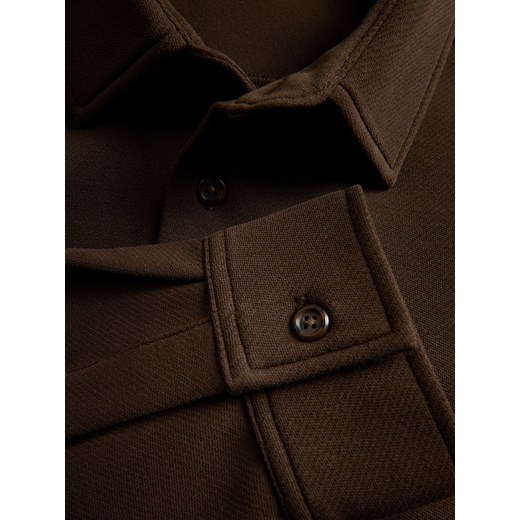 Reserved - Gładka koszula slim fit - brązowy Reserved L Reserved