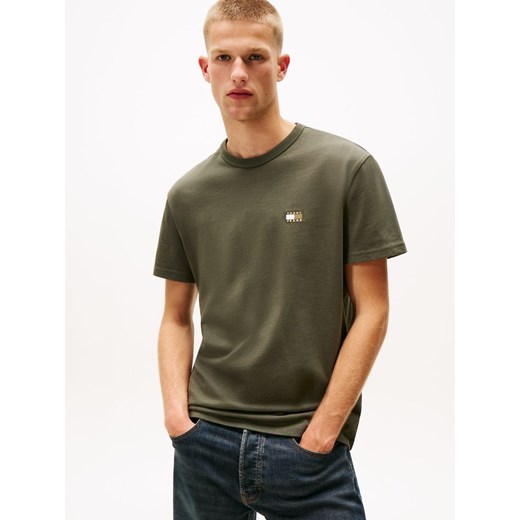 Tommy Jeans Koszulka męska Mężczyźni Bawełna khaki jednolity ze sklepu vangraaf w kategorii T-shirty męskie - zdjęcie 185889856