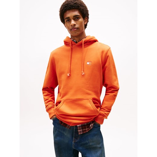 Tommy Jeans Męski sweter z kapturem Mężczyźni Bawełna pomarańczowy jednolity ze sklepu vangraaf w kategorii Bluzy męskie - zdjęcie 185889876