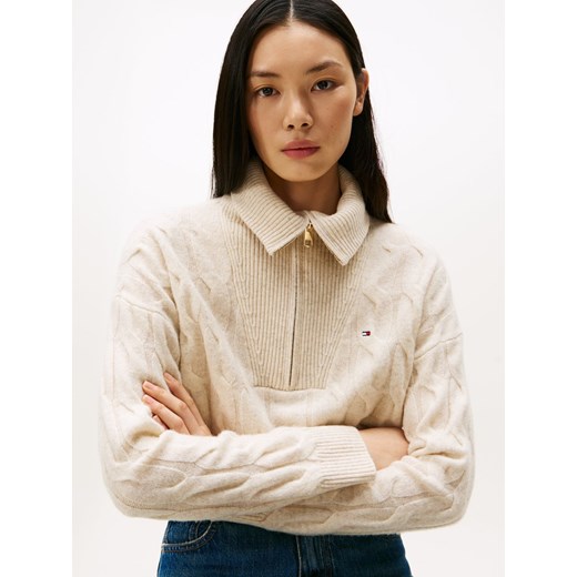 Tommy Hilfiger Wełniany sweter damski Kobiety Wełna écru marmurkowy ze sklepu vangraaf w kategorii Swetry damskie - zdjęcie 185889885