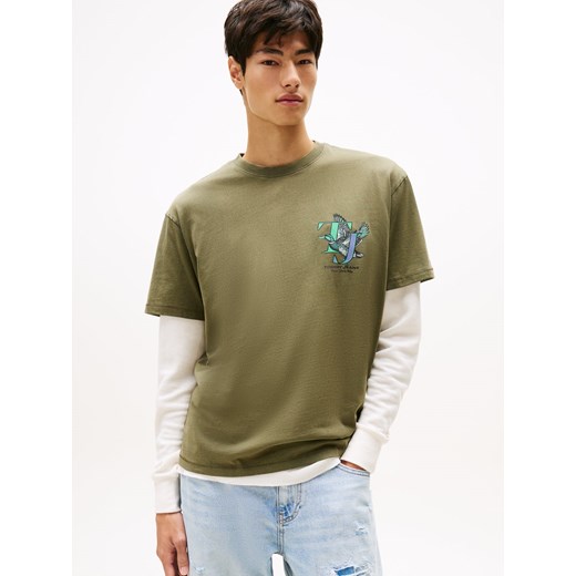Tommy Jeans Koszulka męska Mężczyźni Bawełna khaki jednolity ze sklepu vangraaf w kategorii T-shirty męskie - zdjęcie 185889888