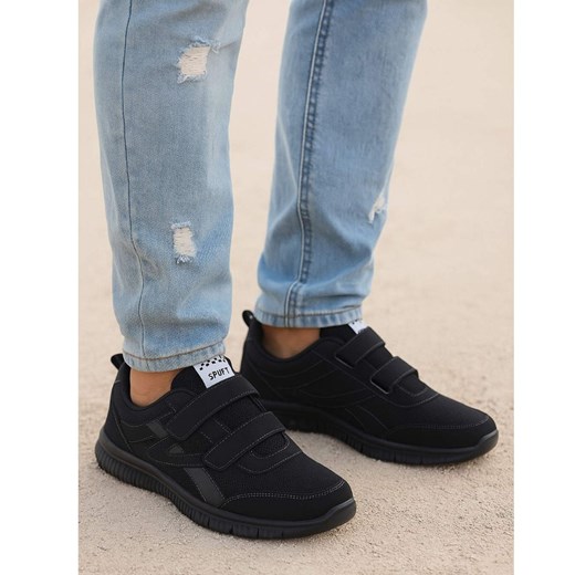Męskie czarne buty sportowe na rzepy /D6-2 16682 T384/ ze sklepu Pantofelek24.pl w kategorii Buty sportowe męskie - zdjęcie 185890107