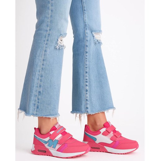 Dziewczęce różowe buty sportowe na rzepy /G5-2 18128 T292/ ze sklepu Pantofelek24.pl w kategorii Buty sportowe dziecięce - zdjęcie 185890167