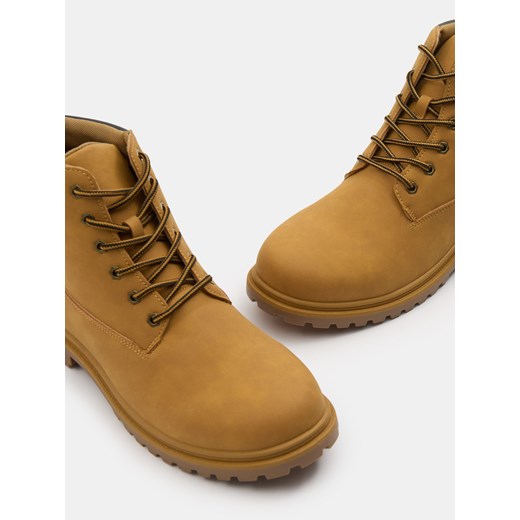 Sinsay - Trapery sznurowane z imitacji zamszu - brązowy Sinsay 41 Sinsay