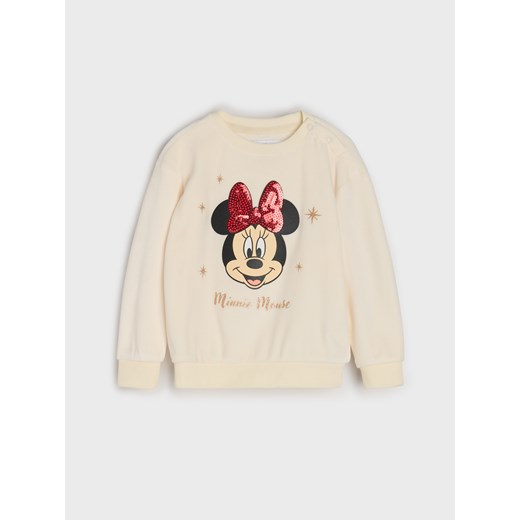 Sinsay - Komplet: bluza i spodnie Minnie Mouse - kremowy Sinsay 80 (9-12 m) Sinsay