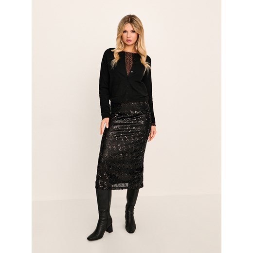 Sinsay - Kardigan z domieszką wełny i wiskozy - czarny Sinsay XL Sinsay