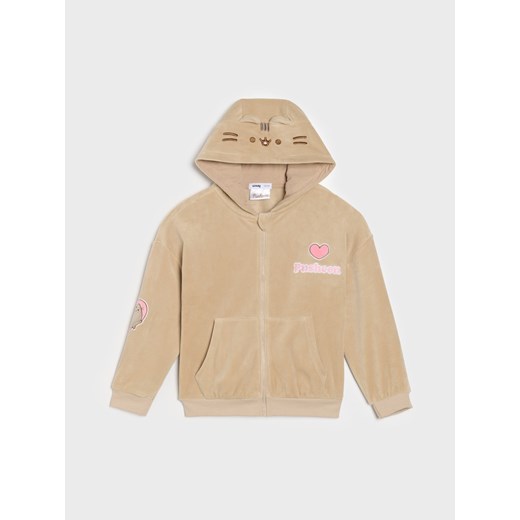 Sinsay - Bluza hoodie z haftem Pusheen - brązowy Sinsay 134 (8-9 l) Sinsay