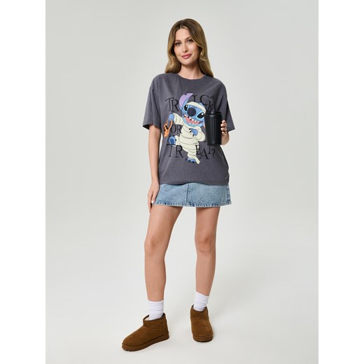 Sinsay - Koszulka z nadrukiem Stitch - szary Sinsay XS Sinsay