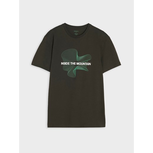 Sinsay - Bawełniana koszulka z nadrukiem - zielony Sinsay XS Sinsay