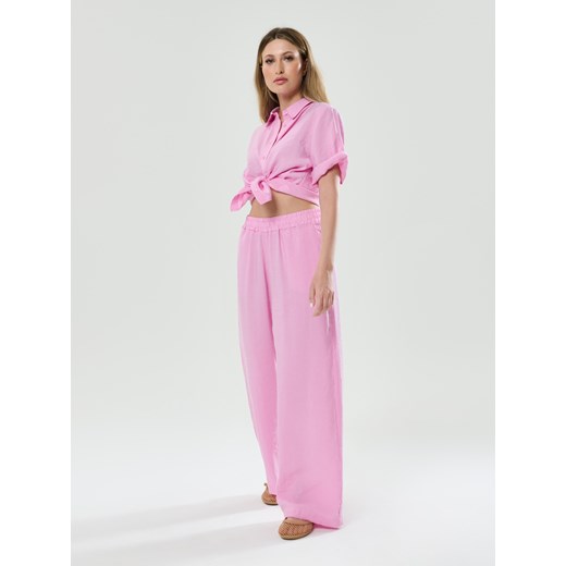 Sinsay - Spodnie wide leg z modalem - różowy Sinsay M Sinsay