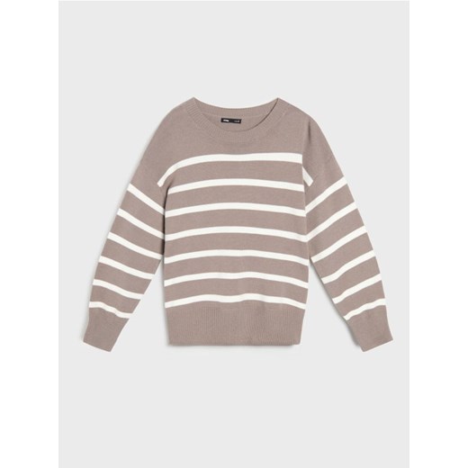 Sinsay - Sweter w paski z wiskozy - brązowy Sinsay M Sinsay