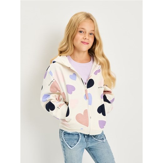 Sinsay - Bluza hoodie ze wzorkiem - biały ze sklepu Sinsay w kategorii Bluzy dziewczęce - zdjęcie 185894776
