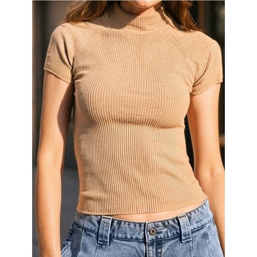 Sinsay - Bluzka z krótkim rękawem - kremowy ze sklepu Sinsay w kategorii Bluzki damskie - zdjęcie 185894819