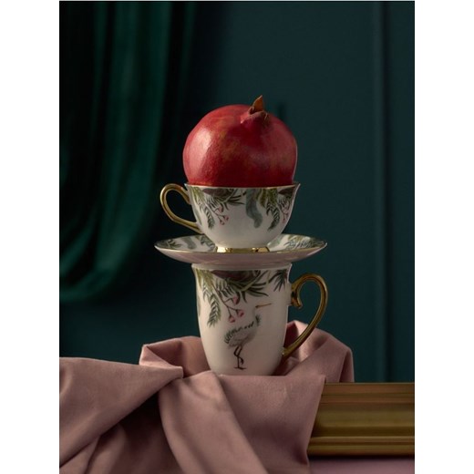 Sinsay - Ceramiczna filiżanka ze spodkiem i złoceniami - wielobarwny ze sklepu Sinsay w kategorii Dom - zdjęcie 185894858