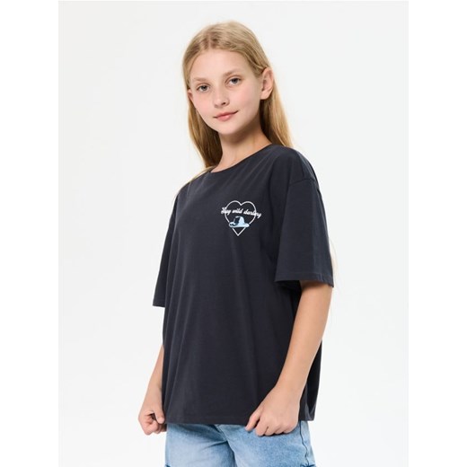 Sinsay - Bawełniana koszulka z krótkim rękawem - szary - id: 482FV-86X - marki Sinsay - 185894919 Sinsay - Bawełniana koszulka z krótkim rękawem - szary ze sklepu Sinsay w kategorii Bluzki dziewczęce - zdjęcie 185894919