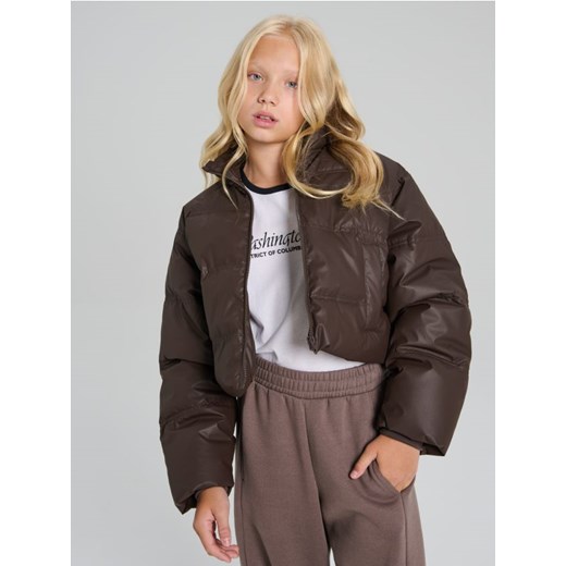 Sinsay - Krótka pikowana kurtka ze stójką - brązowy ze sklepu Sinsay w kategorii Kurtki dziewczęce - zdjęcie 185894977