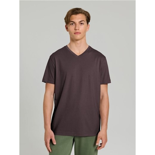 Sinsay - Koszulka z dekoltem w serek - green spruce ze sklepu Sinsay w kategorii T-shirty męskie - zdjęcie 185894989