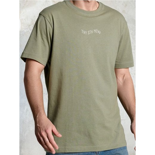Sinsay - Bawełniana koszulka z napisem - zielony ze sklepu Sinsay w kategorii T-shirty męskie - zdjęcie 185895056