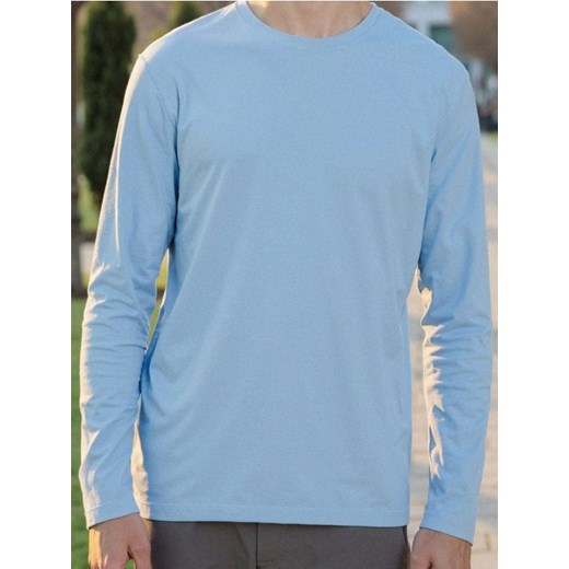 Sinsay - Bawełniana koszulka z długimi rękawami - błękitny ze sklepu Sinsay w kategorii T-shirty męskie - zdjęcie 185895095