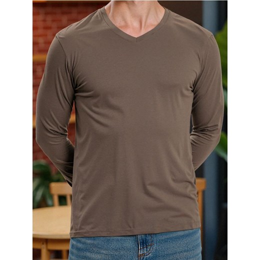 Sinsay - Koszulka z długimi rękawami - brązowy ze sklepu Sinsay w kategorii T-shirty męskie - zdjęcie 185895096