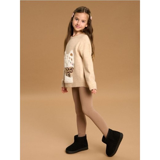 Sinsay - Prążkowane legginsy - brązowy - id: 890GH-88M - marki Sinsay - 185895358 Sinsay - Prążkowane legginsy - brązowy ze sklepu Sinsay w kategorii Spodnie dziewczęce - zdjęcie 185895358