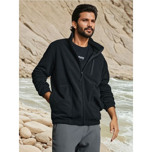 Sinsay - Bluza polarowa z kieszeniami - czarny ze sklepu Sinsay w kategorii Bluzy męskie - zdjęcie 185895395